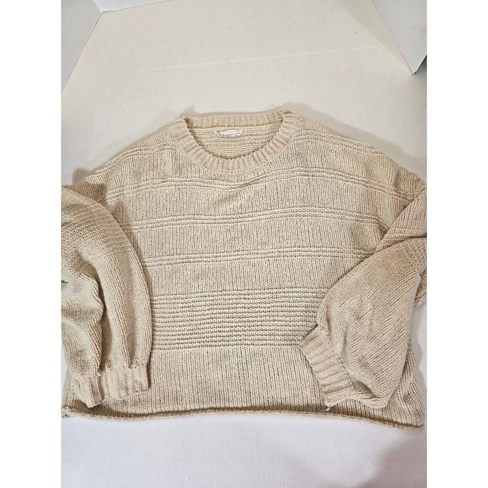 American Threads Knit Sweater Oversized Balloon Sleeve Pullover Large